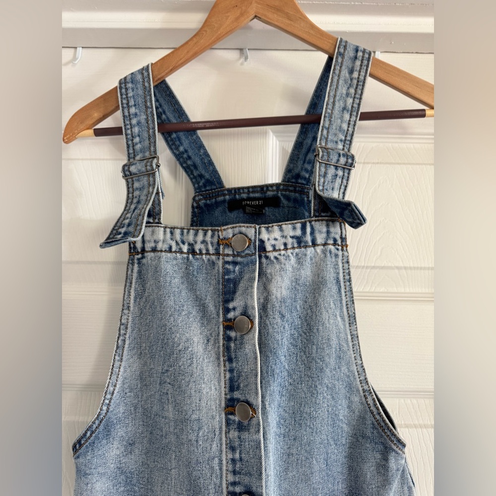 Forever 21 Light Wash Denim Overall Dress - Picture 3 of 11